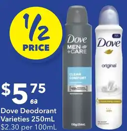 Ritchies Dove Deodorant Varieties offer