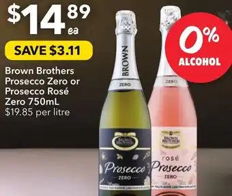 Ritchies Brown Brothers Prosecco Zero or Prosecco Rosé Zero offer