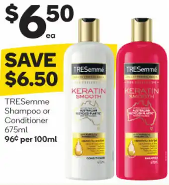 Woolworths TREsemme Shampoo Or Conditioner 675 ml offer