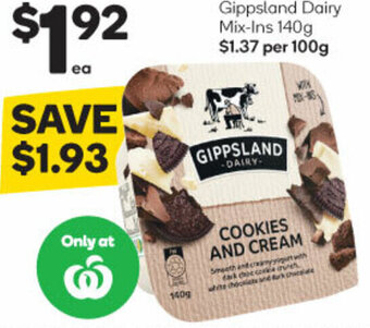 Woolworths Gippsland Dairy Mix-Ins 140g offer
