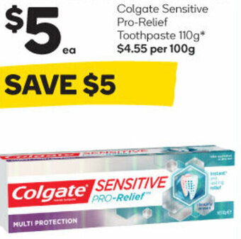 Woolworths Colgate Sensitive Pro-Relief Toothpaste 110g offer
