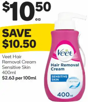 Woolworths Veet Hair Removal Cream Sensitive Skin 400ml offer