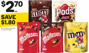 Woolworths Mars M&M's, Maltesers Or Pods 130-180g offer