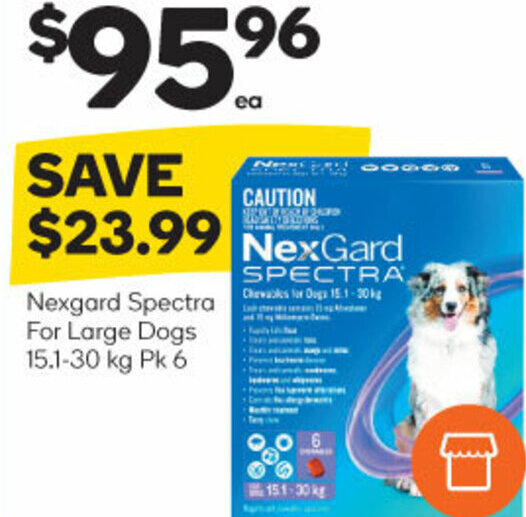 Nexgard Spectra For Extra Large Dogs (Red) 2x6 Pack 12EA Woolworths ...