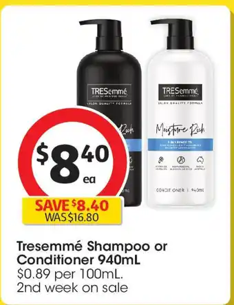 Coles Tresemmé Shampoo or Conditioner offer