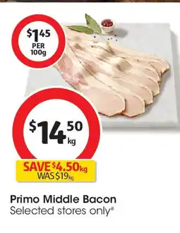 Coles Primo Middle Bacon offer