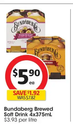 Coles Bundaberg Brewed Soft Drink 4x375ml offer