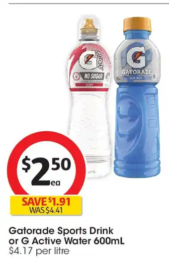 Coles Gatorade Sports Drink or G Active Water offer