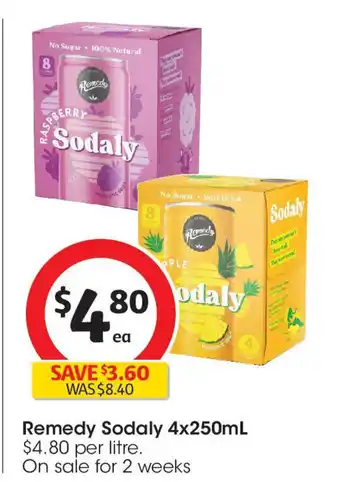 Coles Remedy Sodaly 4x250mL offer