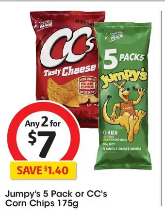 Coles Jumpy's 5 Pack or CC's Corn Chips offer