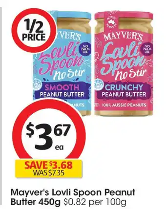 Coles Mayver's Lovli Spoon Peanut Butter offer