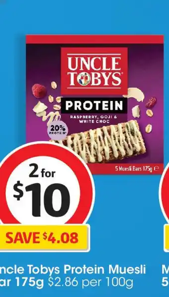 Coles Uncle Tobys Protein Muesli Bar 175g offer