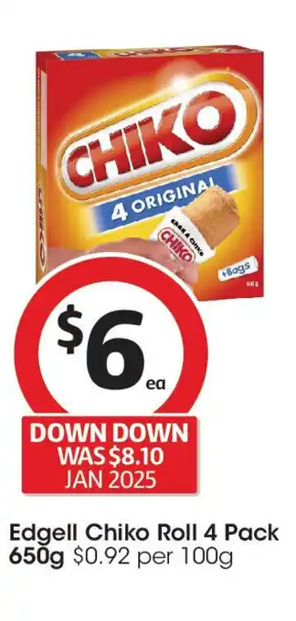 Coles Edgell Chiko Roll 4 Pack offer