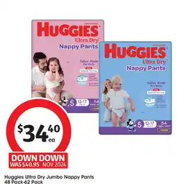 Coles Huggies Ultra Dry Jumbo Nappy Pants 48 Pack-62 Pack offer