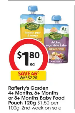 Coles Rafferty's Garden 4+ Months, 6+ Months or 8+ Months Baby Food Pouch offer