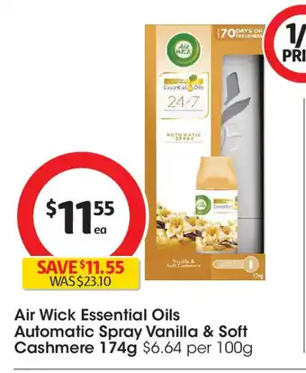 Coles Air Wick Essential Oils Automatic Spray Vanilla & Soft Cashmere offer