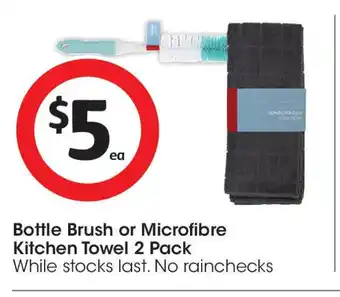 Coles Bottle Brush or Microfibre Kitchen Towel 2 Pack offer