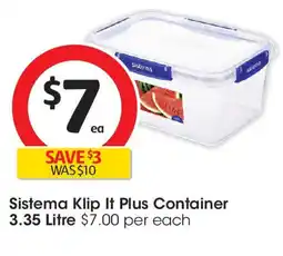 Coles Sistema Klip It Plus Container 3.35 Litre offer