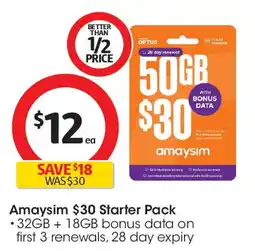 Coles Amaysim $30 Starter Pack offer