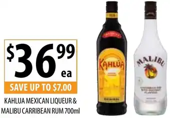 Supabarn Kahlua mexican liqueur & malibu carribean rum offer