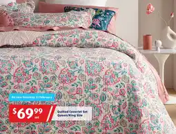 ALDI Quilted Coverlet Set Queen/King Size offer