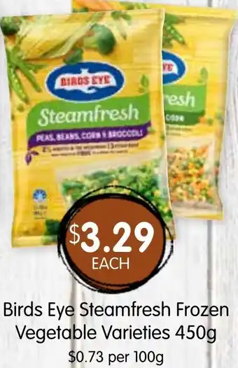 Spudshed Birds eye steamfresh frozen vegetable varieties offer