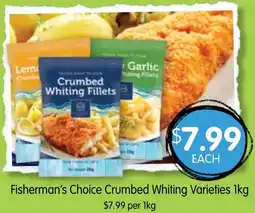 Spudshed Fisherman's choice crumbed whiting varieties offer