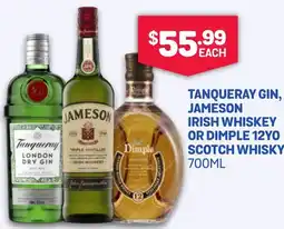 SipnSave Tanqueray, jameson, dimple offer