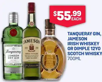 SipnSave Tanqueray, jameson, dimple offer