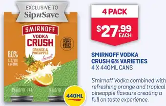 SipnSave Smirnoff vodka offer