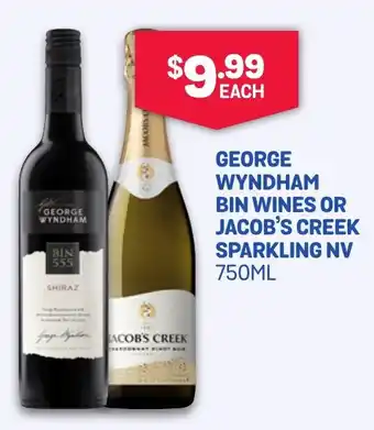 SipnSave Bin wines or jacob's creek sparkling nv offer