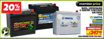 Autobarn Varta, supercharge & century stop/start batteries offer