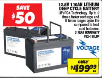 Autobarn 12.8v 110ah uthium deep cycle battery offer