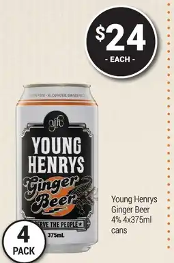 Super Cellars Young henrys ginger beer offer