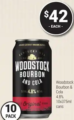 Super Cellars Woodstock Bourbon & Cola cans offer