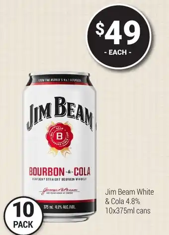 Super Cellars Jim beam white & cola cans offer