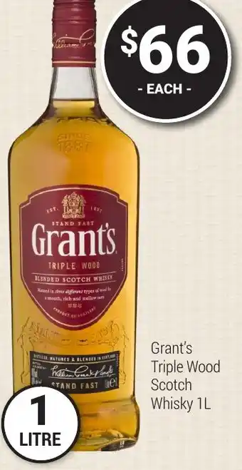 Super Cellars Grant's triple wood scotch whisky offer