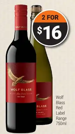 Super Cellars Wolf blass red label range offer