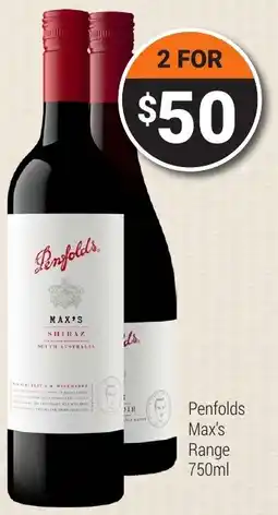 Super Cellars Penfolds max's range offer