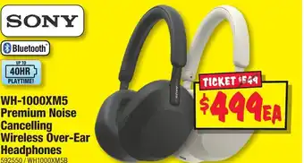 JB Hi-Fi Wh-1000xm5 premium noise cancelling wireless over-ear headphones offer