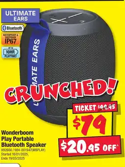 JB Hi-Fi Wonderboom Play Portable Bluetooth Speaker offer