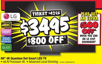 JB Hi-Fi 86" 4k quantum dot smart led tv offer