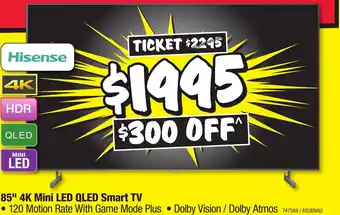 JB Hi-Fi 85" 4k mini led qled smart tv offer