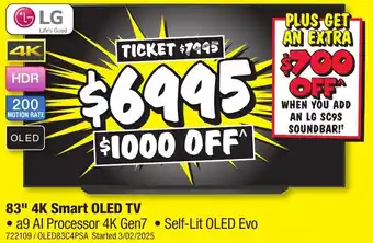 JB Hi-Fi 83" 4k smart oled tv offer