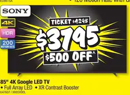 JB Hi-Fi 85" 4k google led tv offer