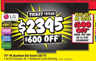 JB Hi-Fi 75" 4k quantum dot smart led tv offer