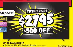 JB Hi-Fi 75" 4K Google LED TV offer