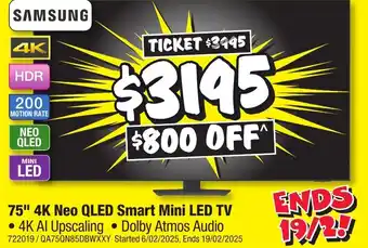 JB Hi-Fi 75" 4k neo qled smart mini led offer