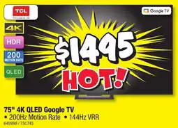 JB Hi-Fi 75" 4K QLED Google TV offer