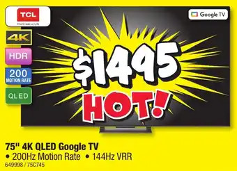 JB Hi-Fi 75" 4K QLED Google TV offer